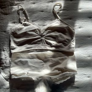 White bralette and panty set with some lace